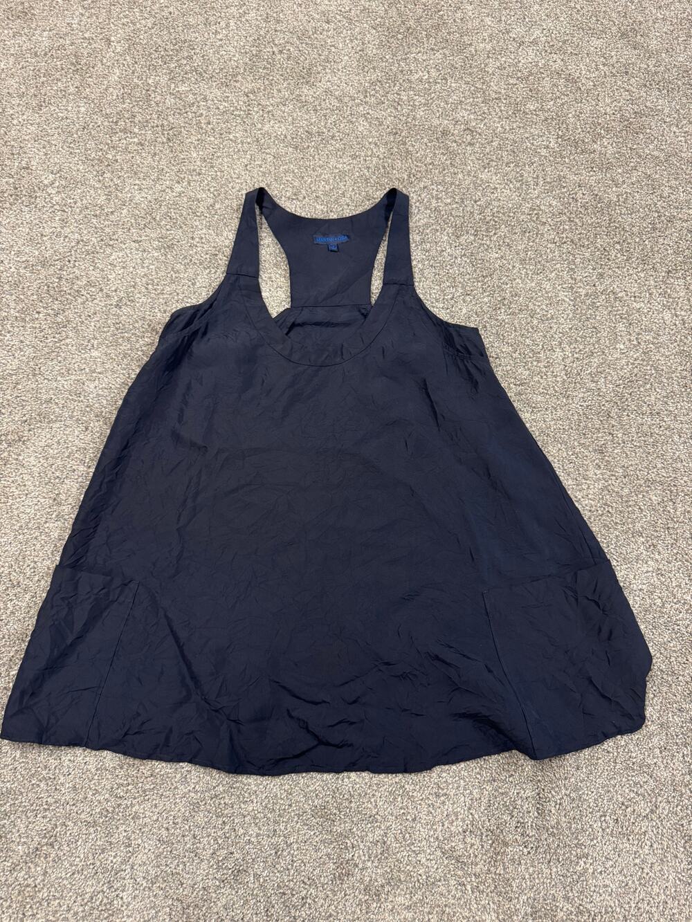 Martin + Osa Women's Navy A-Line Silk Racerback Tank